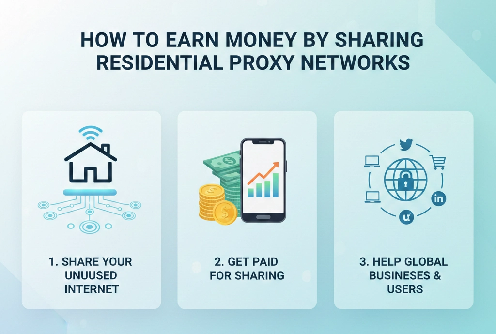 Earn money with residential proxy solutions for online business automation and traffic management