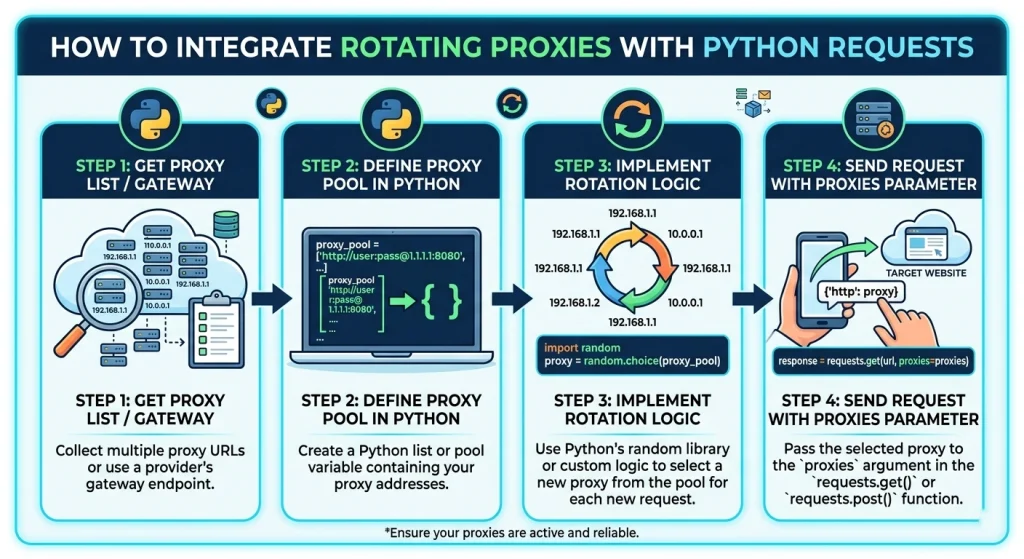 How to rotate proxies on Python requests guided by colaproxy