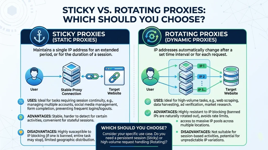 Sticky vs Rotating Proxies: Key Differences Explained