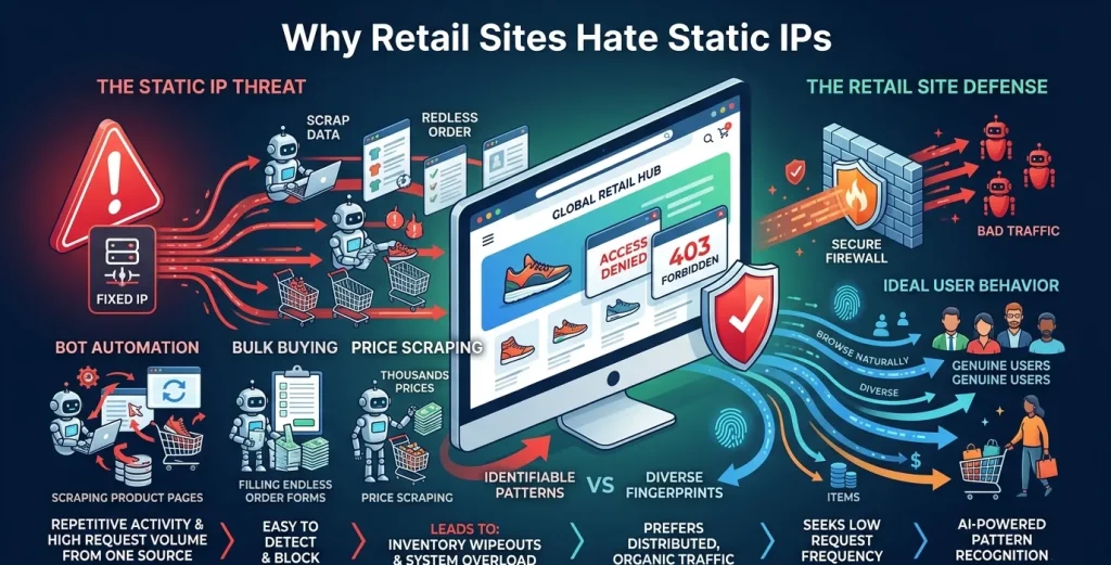 Why Retail Sites Hate Static IPs - ColaProxy Dynamic Residential Proxy Explanation