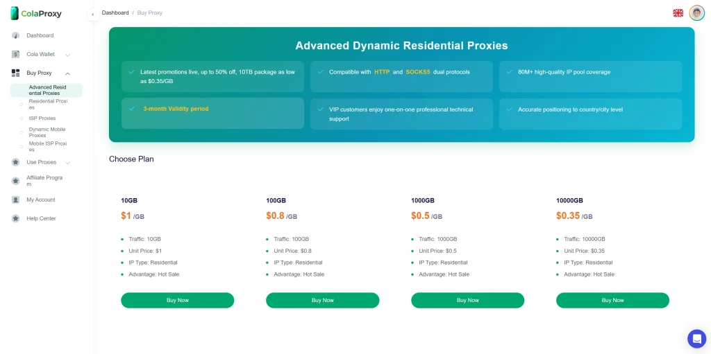 ColaProxy residential proxies bypass Cloudflare under attack mode
