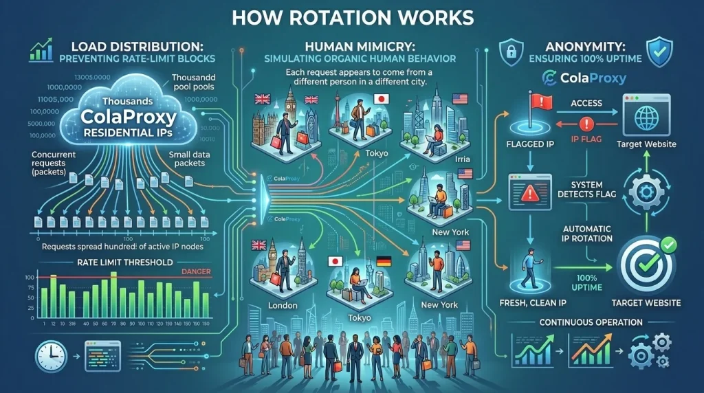 How Rotating Residential Proxies Work – ColaProxy Technical Explanation
