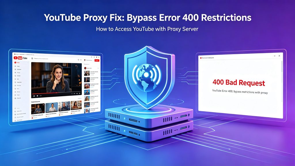 Proxy for YouTube guide, fix YouTube Error 400 and bypass regional restrictions with proxy servers