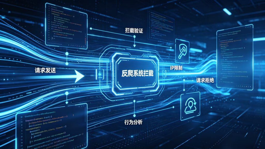 2026web数据采集与反爬系统解析：请求发送后经行为分析、IP限制、拦截验证等风控环节，最终可能被拒绝访问